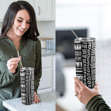 Load image into Gallery viewer, ABSTRACT IN BLACK &amp; WHITE 20oz Tall Skinny Tumbler with Lid and Straw