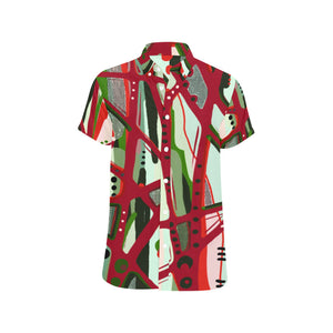 RED BLACK & GREEN - YOU KNOW WHAT IT MEAN Men's Short Sleeve Button Down Shirt with Chest Pocket