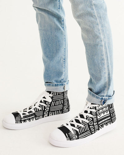 ABSTRACT IN BLACK & WHITE Men's Hightop Canvas Shoe