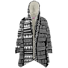 Load image into Gallery viewer, ABSTRACT IN BLACK &amp; WHITE Plush Hooded Fleece Cardigan