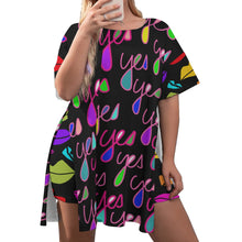 Load image into Gallery viewer, JUST SAY YES! Women&#39;s Drop-Shoulder Tunic w/ Biker Shorts (Plus Size)