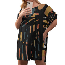 Load image into Gallery viewer, BEAUTY OF THE NIGHT Women&#39;s Drop-Shoulder Tunic w/ Biker Shorts (Plus Size)