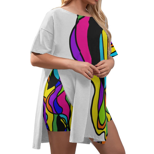 STREAMING Women's Drop-Shoulder Tunic w/ Biker Shorts (Plus Size)