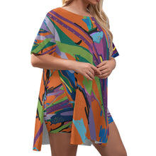 Load image into Gallery viewer, ORANGE BLOSSOM Women&#39;s Drop-Shoulder Tunic w/ Biker Shorts (Plus Size)