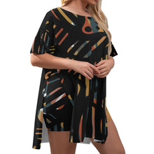 Load image into Gallery viewer, BEAUTY OF THE NIGHT Women&#39;s Drop-Shoulder Tunic w/ Biker Shorts (Plus Size)