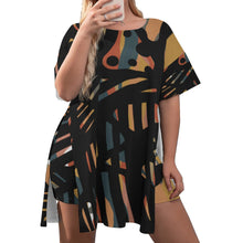 Load image into Gallery viewer, BEAUTY OF THE NIGHT Women&#39;s Drop-Shoulder Tunic w/ Biker Shorts (Plus Size)