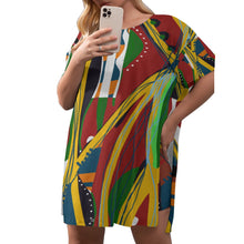 Load image into Gallery viewer, ARTFUL-CENTRIC Women&#39;s Drop-Shoulder Tunic w/ Biker Shorts (Plus Size)