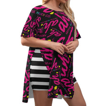 Load image into Gallery viewer, ARTFUL HUES CO. Women&#39;s Drop-Shoulder Tunic w/ Biker Shorts (Plus Size)