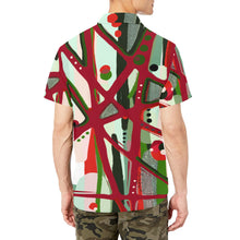 Load image into Gallery viewer, RED BLACK &amp; GREEN - YOU KNOW WHAT IT MEAN Men&#39;s Short Sleeve Button Down Shirt with Chest Pocket