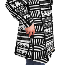 Load image into Gallery viewer, ABSTRACT IN BLACK &amp; WHITE Plush Hooded Fleece Cardigan