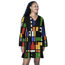 Load image into Gallery viewer, MY ANCESTRAL HUES Casual V-Neck Swing Dress