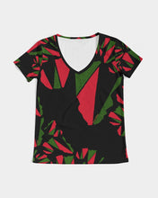 Load image into Gallery viewer, The REAL RBG: RED, BLACK, and GREEN Women&#39;s V-Neck Tee