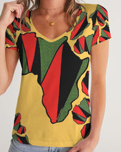 Load image into Gallery viewer, THE REAL RBG: RED BLACK &amp; GREEN Women&#39;s V-Neck Tee