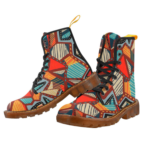 TRIBAL VIBE - A LINEAR ABSTRACT IN MOTION Women's Canvas Boots