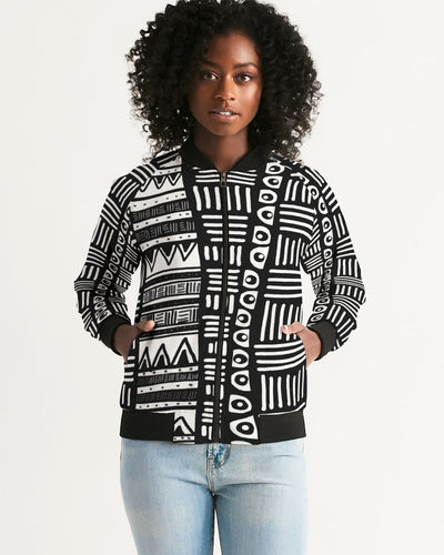 ABSTRACT IN BLACK & WHITE Women's Bomber Jacket