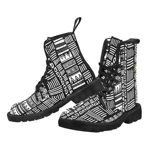 ABSTRACT IN BLACK & WHITE Women's Canvas Boots