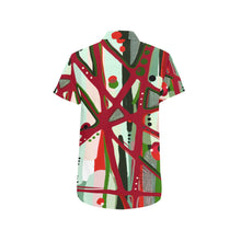 Load image into Gallery viewer, RED BLACK &amp; GREEN - YOU KNOW WHAT IT MEAN Men&#39;s Short Sleeve Button Down Shirt with Chest Pocket