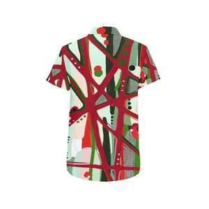 RED BLACK & GREEN - YOU KNOW WHAT IT MEAN Men's Short Sleeve Button Down Shirt with Chest Pocket