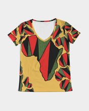 Load image into Gallery viewer, THE REAL RBG: RED BLACK &amp; GREEN Women&#39;s V-Neck Tee