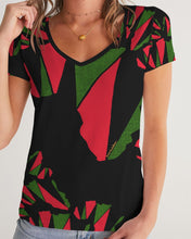 Load image into Gallery viewer, The REAL RBG: RED, BLACK, and GREEN Women&#39;s V-Neck Tee