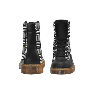 ABSTRACT IN BLACK & WHITE Men's Round Toe Canvas Boots