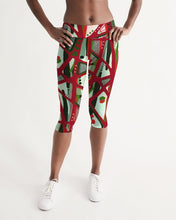 Load image into Gallery viewer, RED BLACK &amp; GREEN - YOU KNOW WHAT IT MEAN Women&#39;s Workout Capris