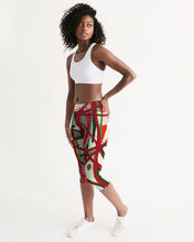 Load image into Gallery viewer, RED BLACK &amp; GREEN - YOU KNOW WHAT IT MEAN Women&#39;s Workout Capris