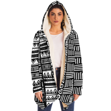 Load image into Gallery viewer, ABSTRACT IN BLACK &amp; WHITE Plush Hooded Fleece Cardigan