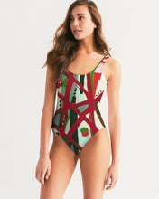 Load image into Gallery viewer, RED BLACK &amp; GREEN - YOU KNOW WHAT IT MEAN Women&#39;s One-Piece Swimsuit