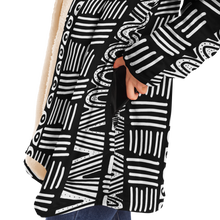 Load image into Gallery viewer, ABSTRACT IN BLACK &amp; WHITE Plush Hooded Fleece Cardigan