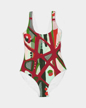 Load image into Gallery viewer, RED BLACK &amp; GREEN - YOU KNOW WHAT IT MEAN Women&#39;s One-Piece Swimsuit