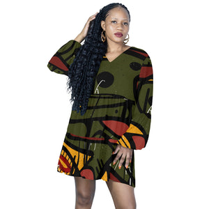 ESSENCE OF CAMEROON Casual V-Neck Swing Dress