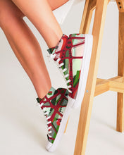 Load image into Gallery viewer, RED BLACK &amp; GREEN - YOU KNOW WHAT IT MEAN Women&#39;s Hightop Canvas Shoe