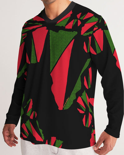 The REAL RBG: RED, BLACK, and GREEN Men's Long Sleeve Sports Jersey