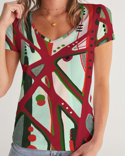 RED BLACK & GREEN - YOU KNOW WHAT IT MEAN Women's V-Neck Tee