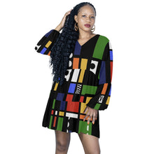 Load image into Gallery viewer, MY ANCESTRAL HUES Casual V-Neck Swing Dress