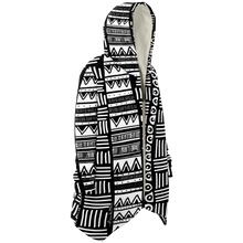 Load image into Gallery viewer, ABSTRACT IN BLACK &amp; WHITE Plush Hooded Fleece Cardigan