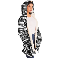 Load image into Gallery viewer, ABSTRACT IN BLACK &amp; WHITE Plush Hooded Fleece Cardigan