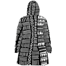 Load image into Gallery viewer, ABSTRACT IN BLACK &amp; WHITE Plush Hooded Fleece Cardigan