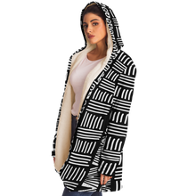 Load image into Gallery viewer, ABSTRACT IN BLACK &amp; WHITE Plush Hooded Fleece Cardigan